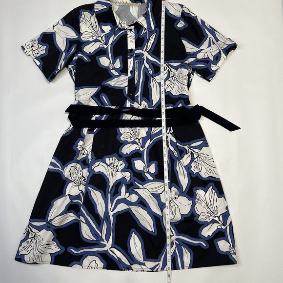 La Fee Maraboutee Floral Design Button Down Shirt Dress Sz 42FR/8US Blue - Picture 4 of 8